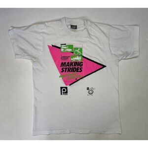 VINTAGE American Cancer Society Art T-shirt Women Medium USA 90s Single Stitch